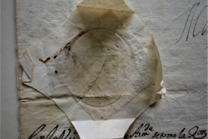 Указ Маргариты Савойской о назначении Хуана Мексиа капитаном судна - печать